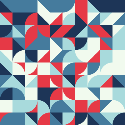 A square Bauhaus grid pattern with geometric shapes.